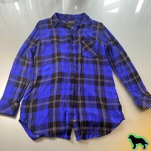 Rails Blue and Black Plaid Flannel Shirt Top Button Down Size M Medium
